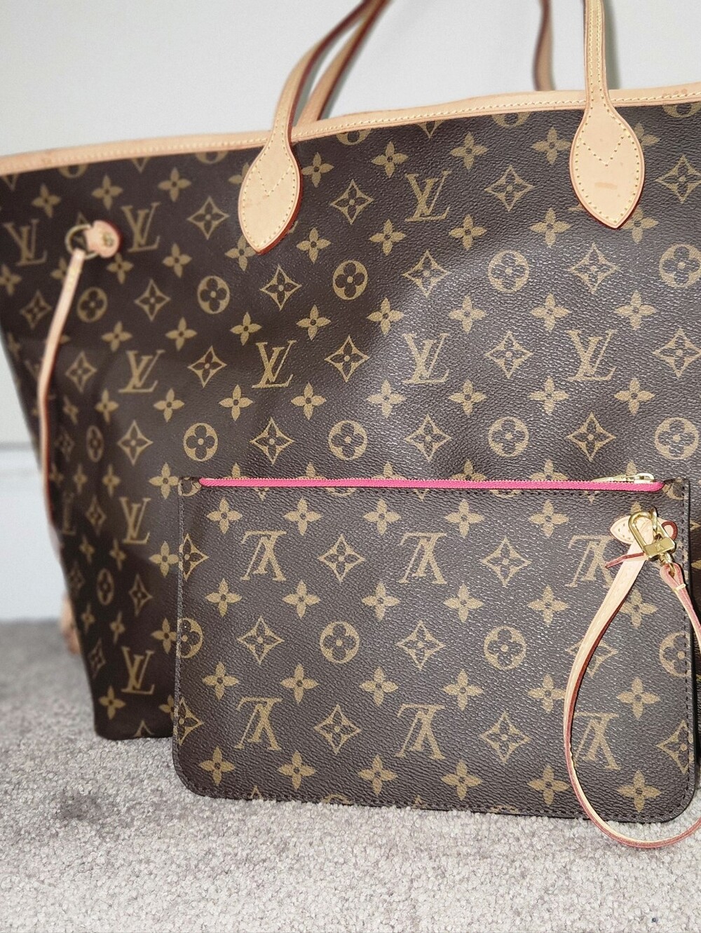 Louis Vuitton Monogram Canvas Tote with Pink Zip Detail Neverfull GM - Picture 13 of 16